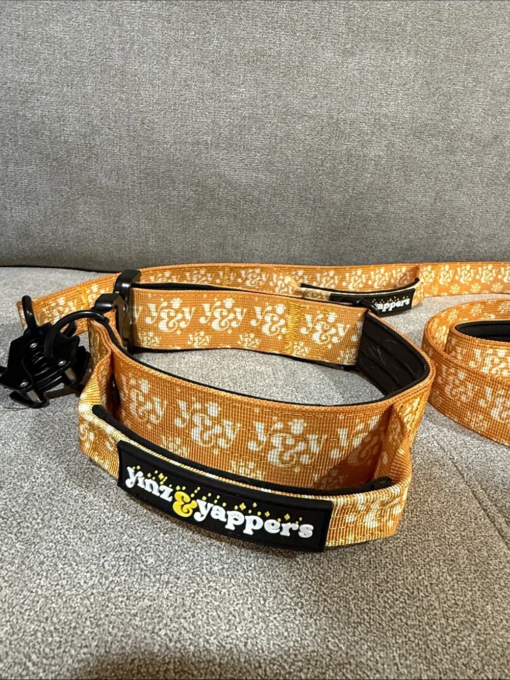 Orange Floral Dog Collar and Leash Set